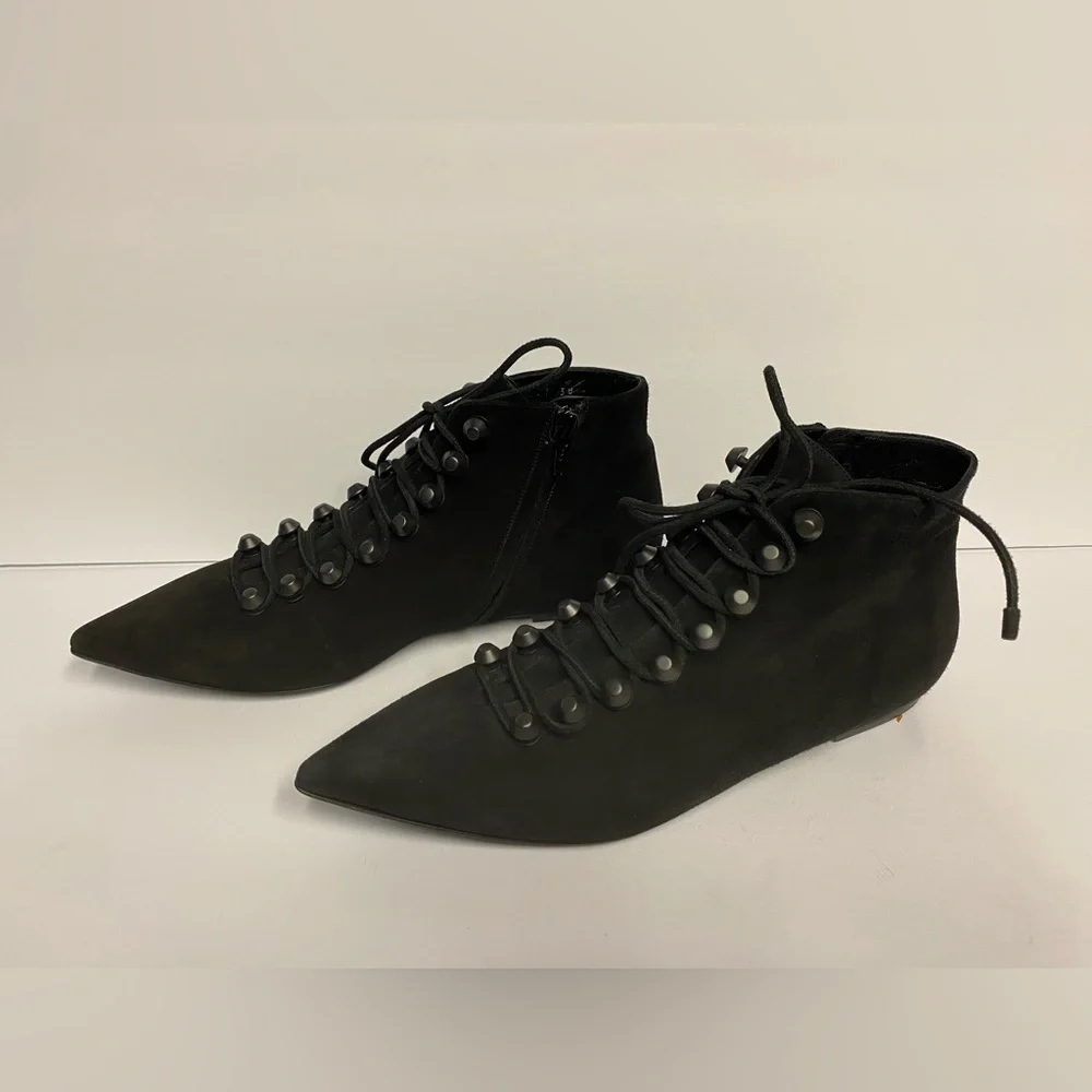 Balenciaga flat ankle boots suede lace up black 38 - Picture 3 of 9